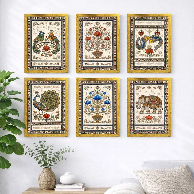Majestic Animals Paper Wall Painting With Frame - Set Of Six media 4