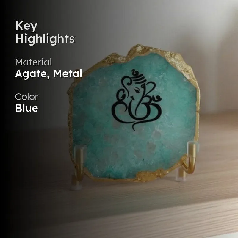 Ganesha Handcrafted Agate Religious Accent - Turquoise media 2
