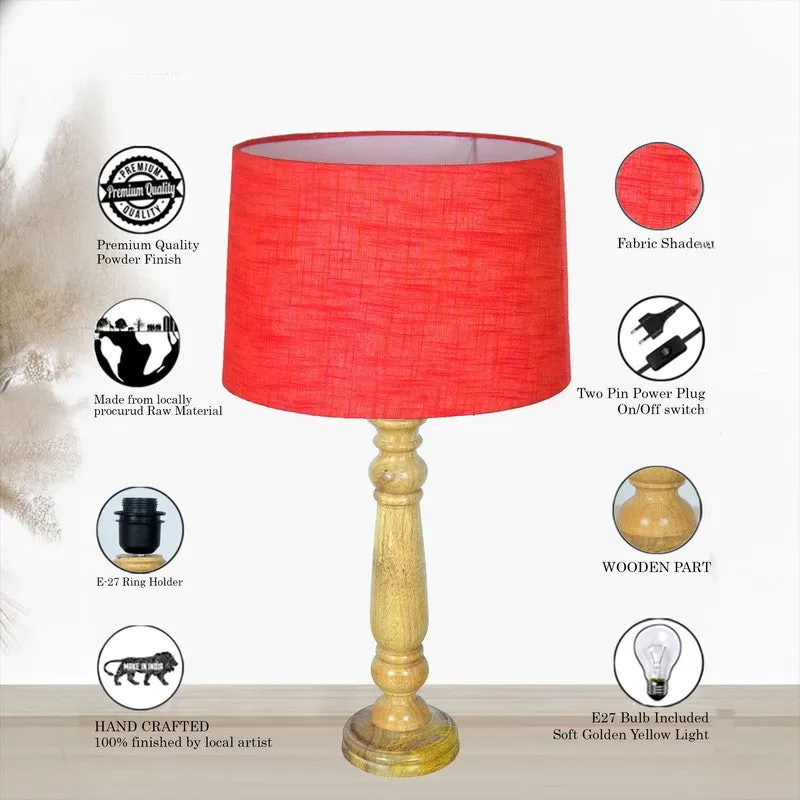GlowWhisper Soft Light Wooden Table Lamp - Red media 6