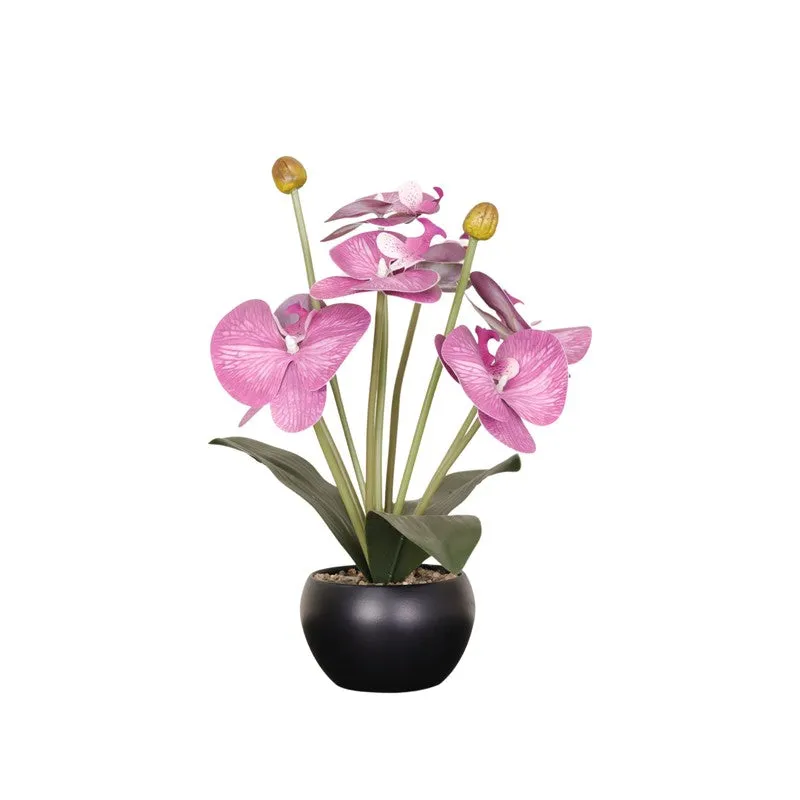 Artificial Orchid Flower Plant With Metal Pot (Dark Purple) - 1 Feet media 3