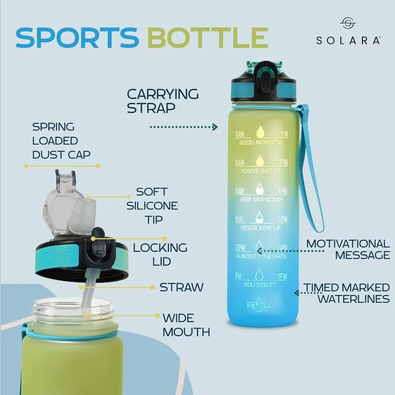 Solara Sportiq Plastic Water Bottle (1000 mL) - Blue,Green media 3