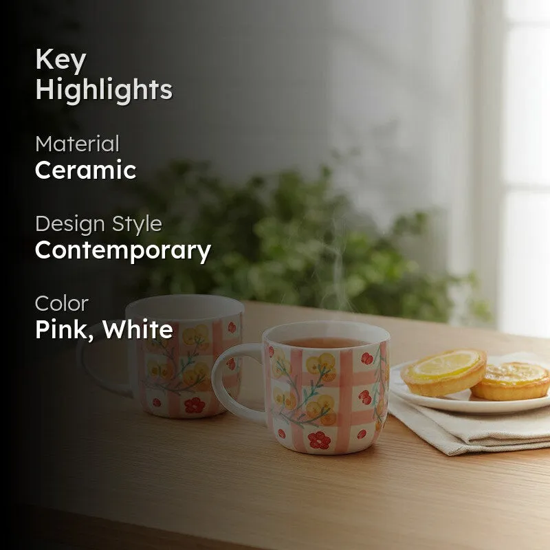 Blossom Ceramic Coffee Mug (500 mL Each) - Set Of Two media 2