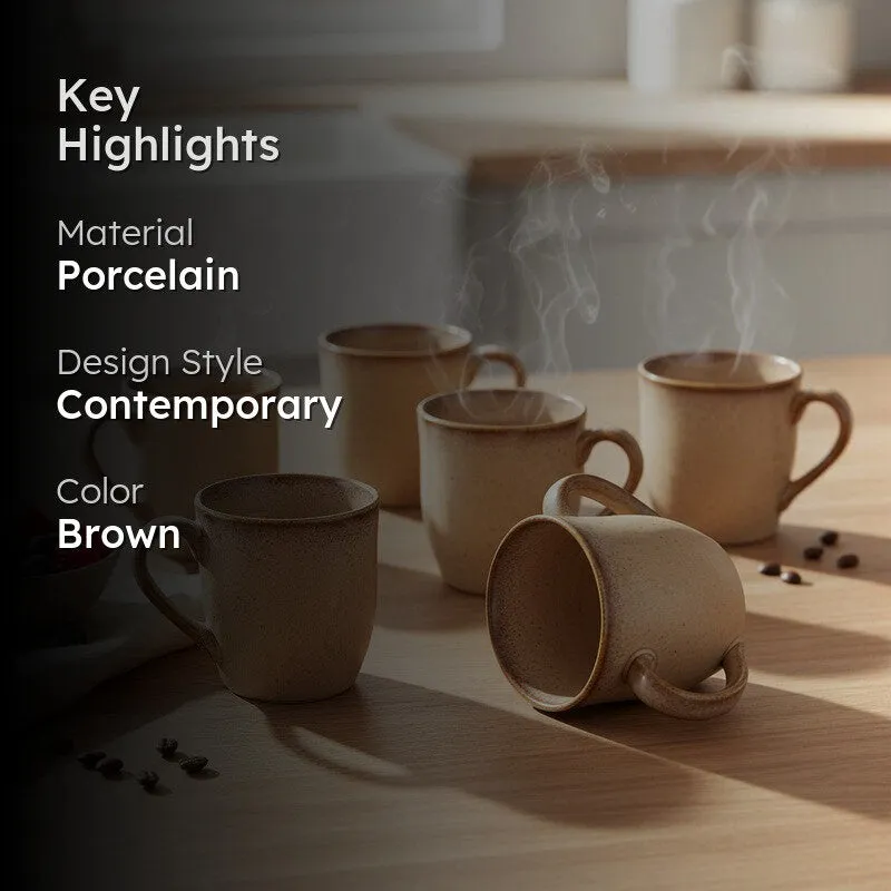 Elowen Porcelain Tea Cup (180 mL Each,Coffee) - Set Of Six media 2