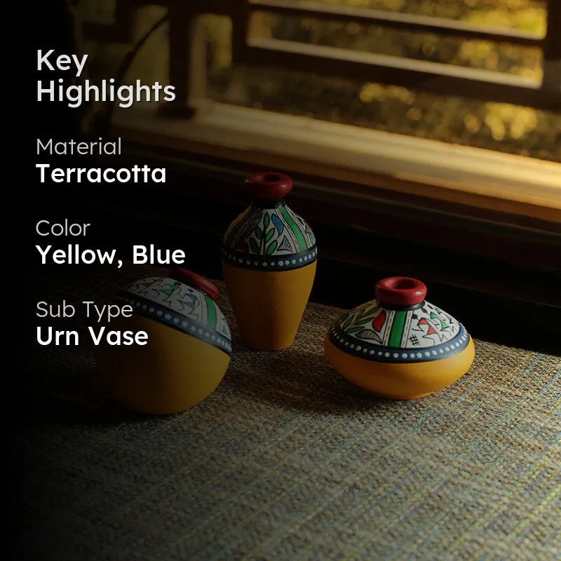 Dharthi Handpainted Terracotta Vase - Three Piece Set media 2