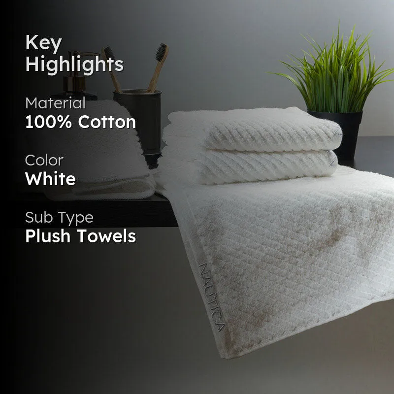 Nautica Riviera Soft Cotton Hand Towel (White) - Set Of Four media 2