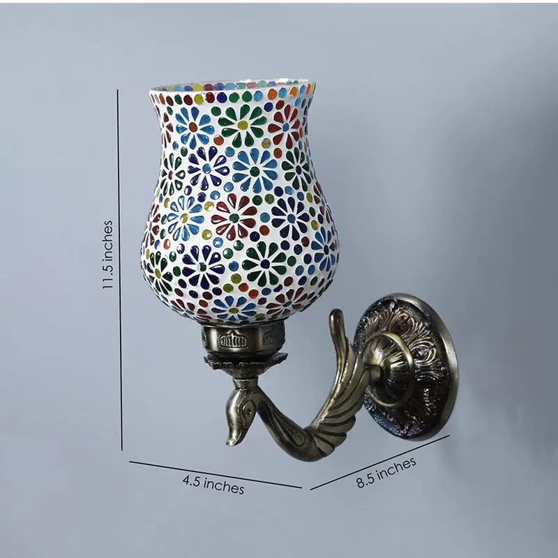 Ervo Retro Mosaic Glass & Metal Wall Lamp media 5