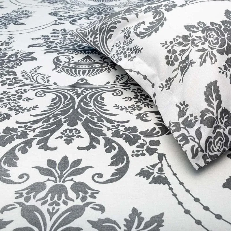 Swayam Floral Monochrome Cotton Bedsheet - 144 TC media 3