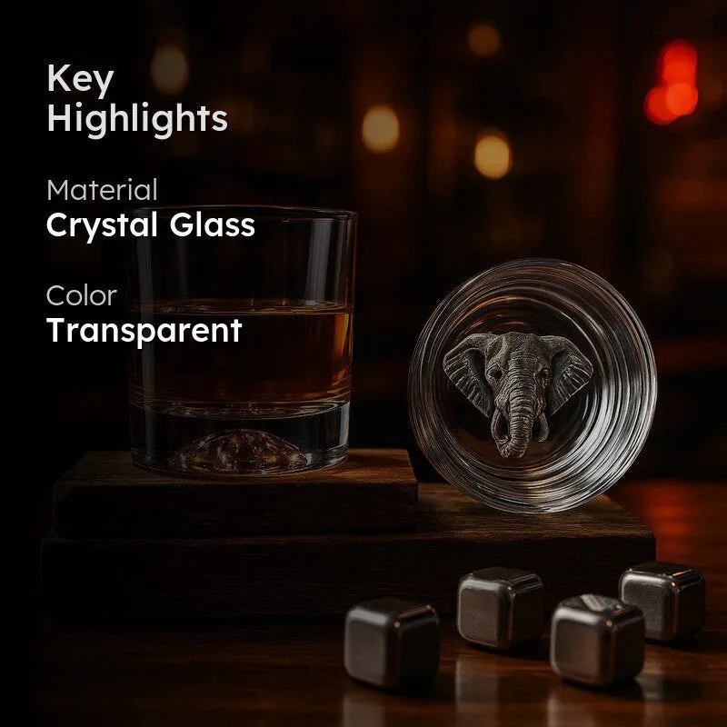 Elephant Embossed Crystal Whiskey Glasses (290 mL Each) - Set Of Two media 2