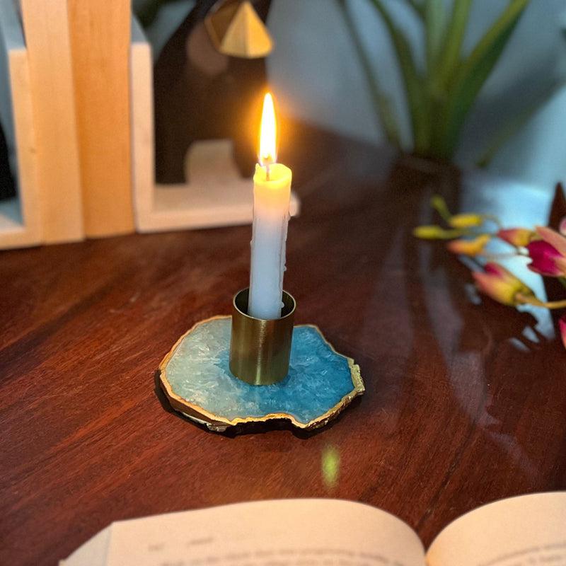 Niema Handcrafted Agate Candle Holder - Brown