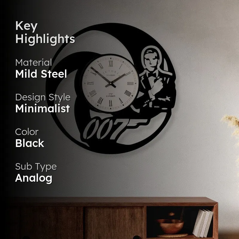 007 Steel Analog Wall Clock - Black media 2