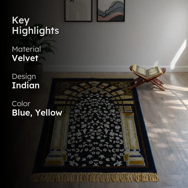 Classic Noor Velvet Pyaer Mat - Blue,Yellow media 2