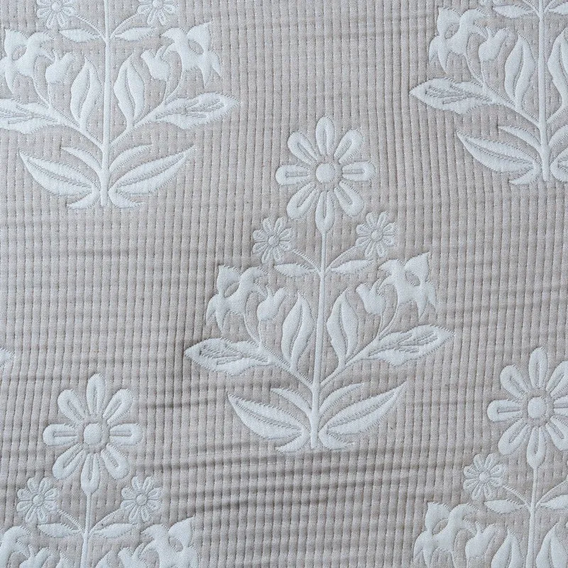 Ivory-Beige Floral Design Comforter media 5