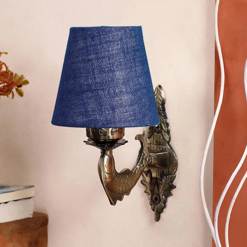 Ziada Stiva Conical Fabric & Metal Wall Lamp - Blue media 3