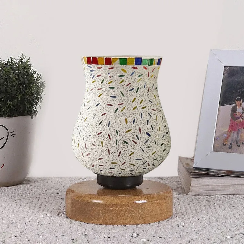 Auralyn Mosaic Glass Table Lamp With Wooden Base - Multicolor media 4