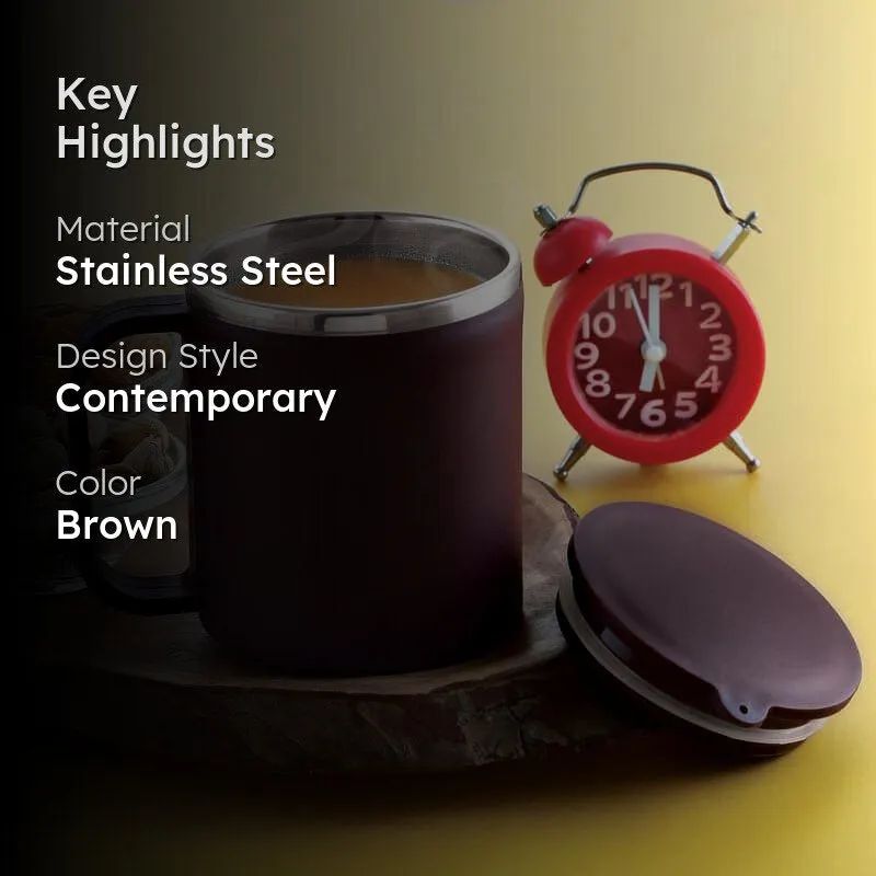 Festa Stainless Steel Coffee Mug (180 mL Each/Brown) - Set of Two media 2