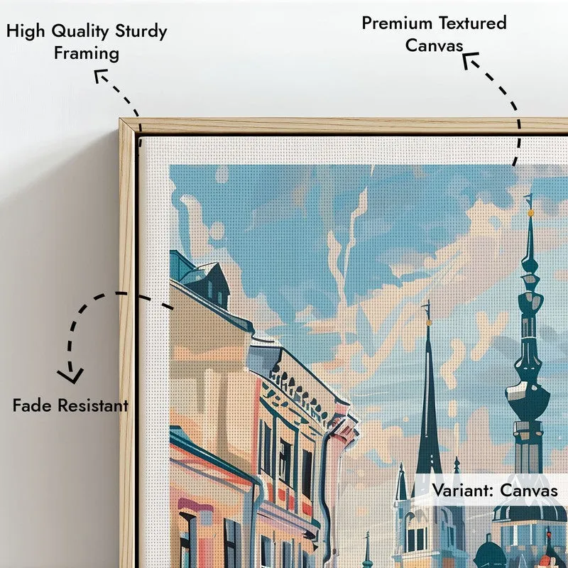 Vintage Tallin Framed Canvas Archival Canvas Wall Painting - Natural Brown Frame media 6