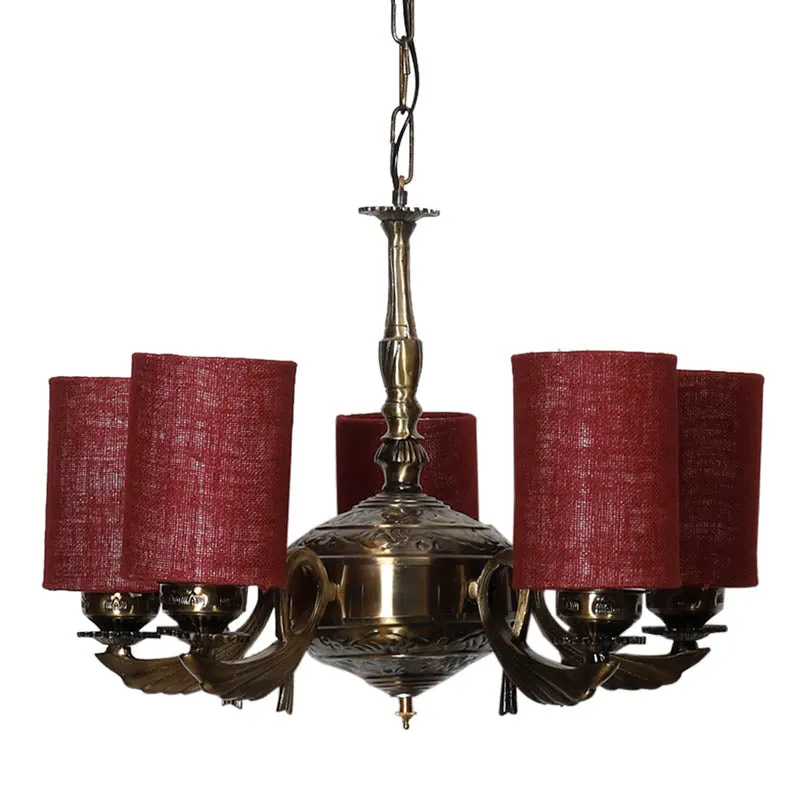 Huescape Cylindrical Golden Antique Ceiling Lamp media 4