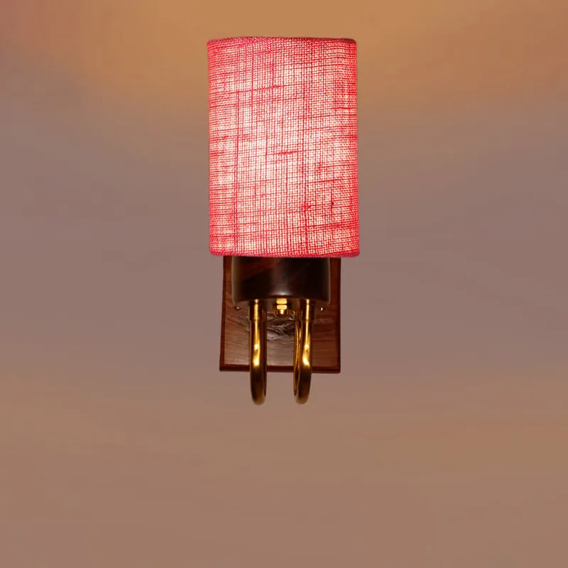 Gilded Arch Jute Wall Lamp - Pink media 6
