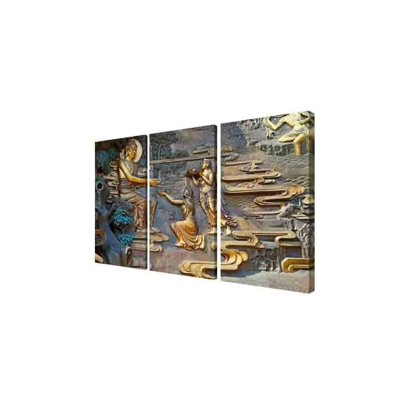 Buddha Blessings Poly Canvas Wall Art - Three Piece Set media 5