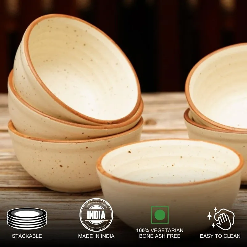 BiteCraft Ceramic Snack Bowls (White, 200 mL Each) - Set Of Six media 6