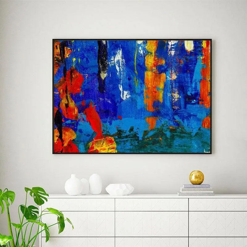 Abstract Art Palette Canvas Wall Painting - Black Frame media 1