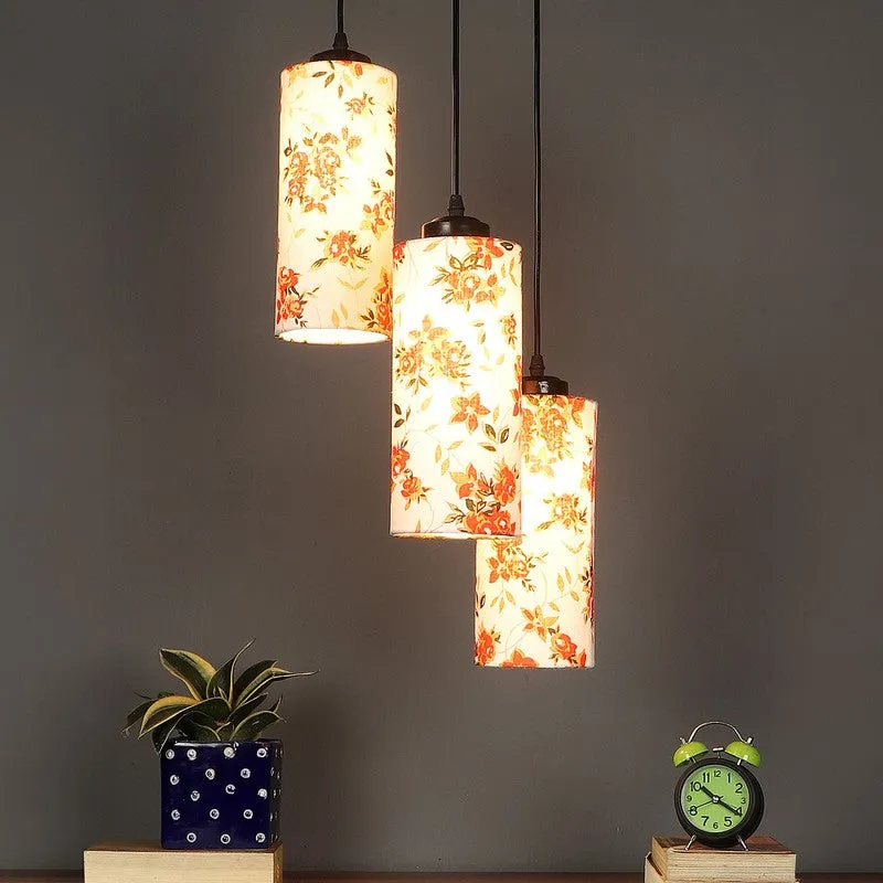 Cylentra Triple Metal Ceiling Lamp - White & Orange media 1