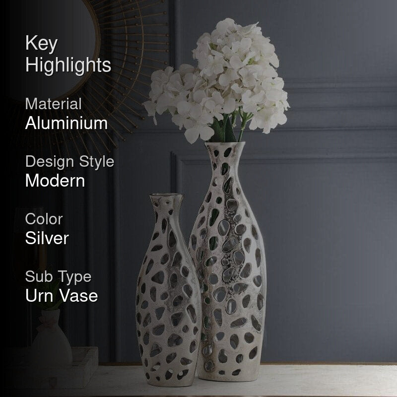 Cleome Charm Vase (Silver) - Set Of Two media 2
