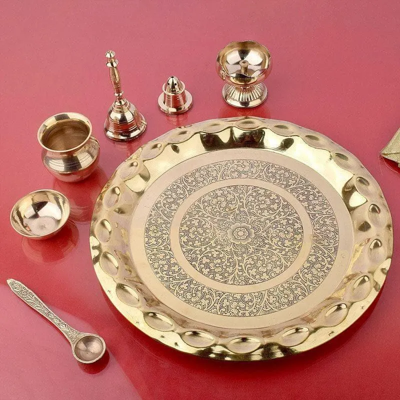 Kashmiri Kala Brass Pooja Thali media 3