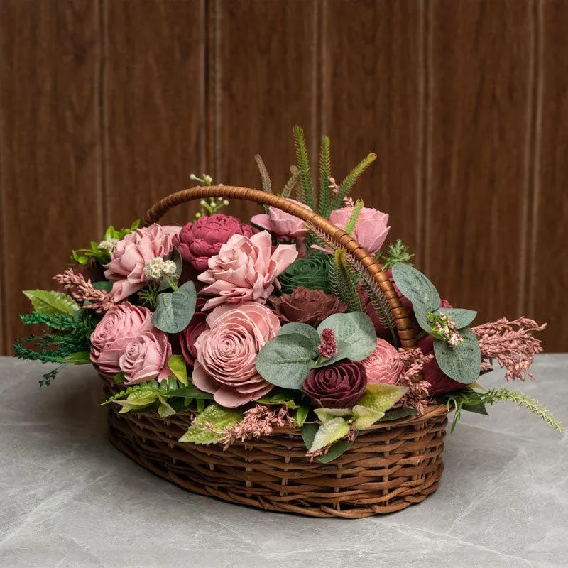 Baby Pink Solawood Artificial Flower Basket media 4