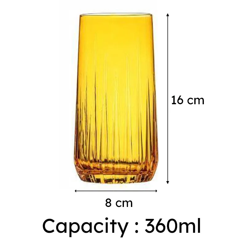 Pasabahce Aspen Glass Tumbler (Orange) (360 ml ) - Set Of Six media 6