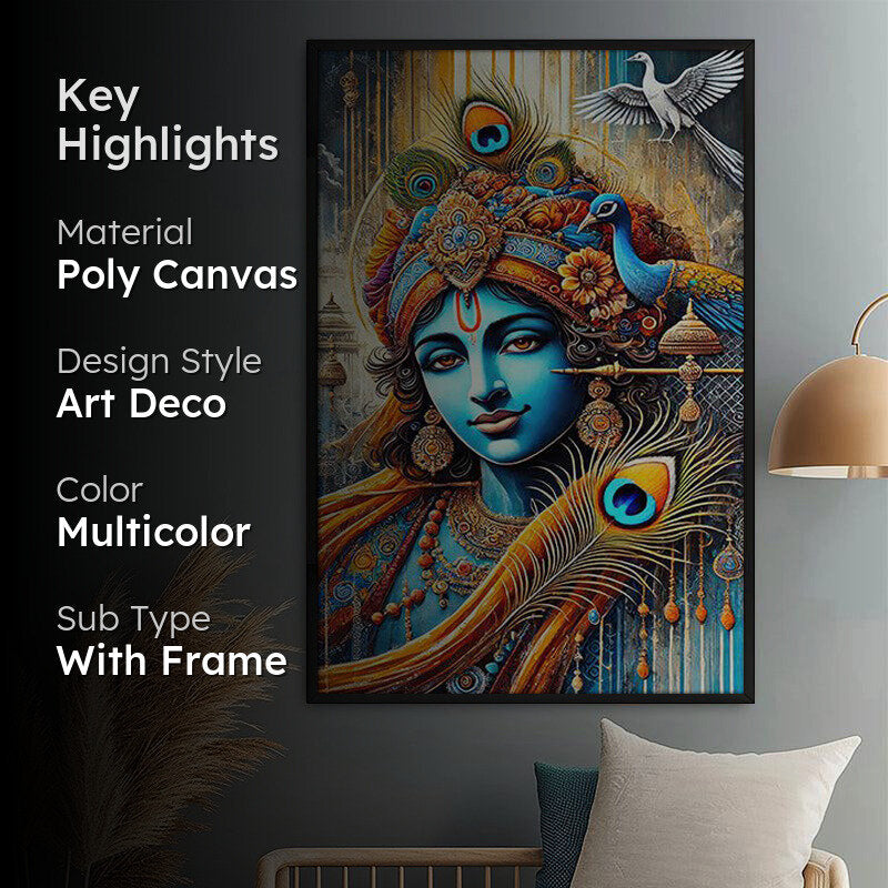 Grace Of Kanha Wall Painting With Frame media 2