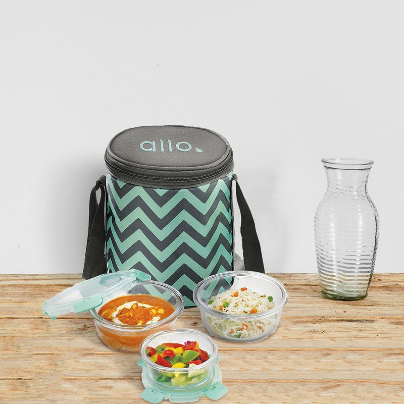 Crunex Leak Proof Glass Lunch Box with Bag- Set of Three media 3