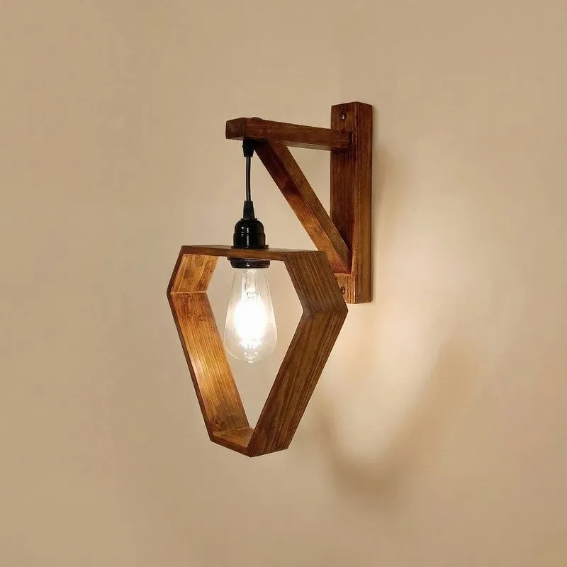 GeoHeart Wooden Wall Lamp - Brown media 5