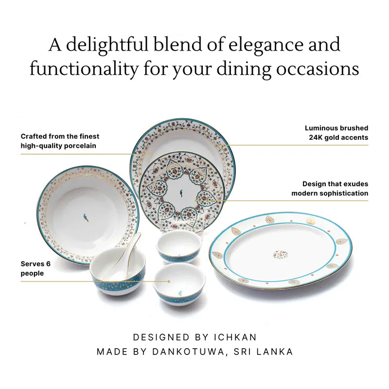 Gilded Mavi 24k Gold Brushed Porcelain Dinner Set - 33 Piece Set media 9