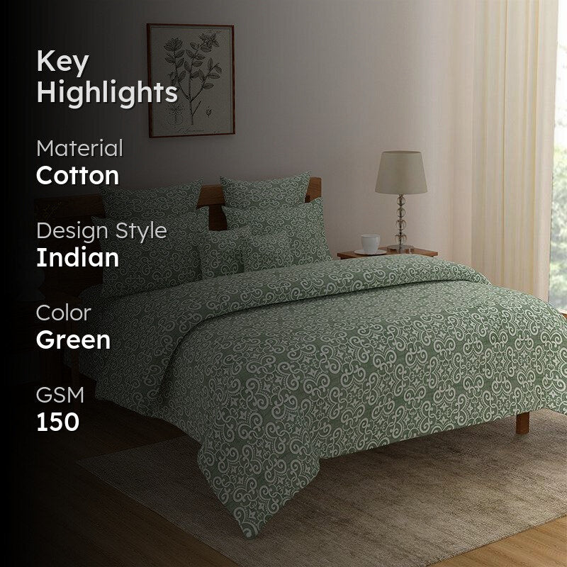 Swayam Daksha Ethnic Cotton Comforter (Green) - 150 GSM media 2