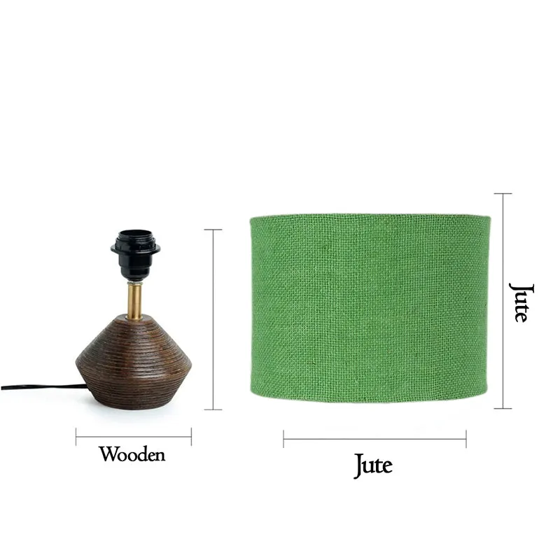 Yami Wooden Table Lamp With Jute Shade - Green,Brown media 13