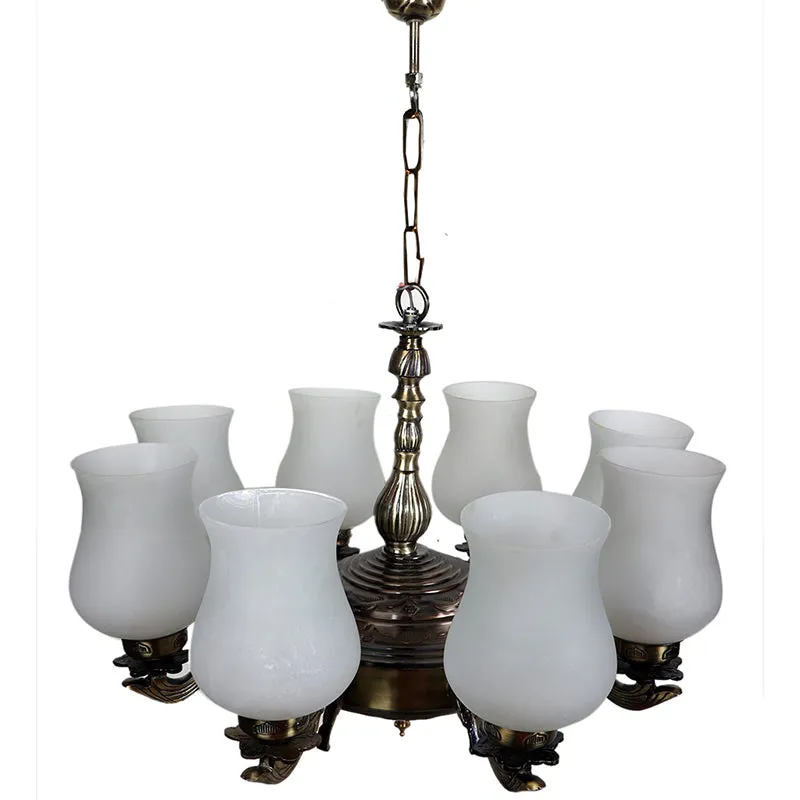 Milky Vilona Mosaic Golden Glass Antique Ceiling Lamp - White media 4