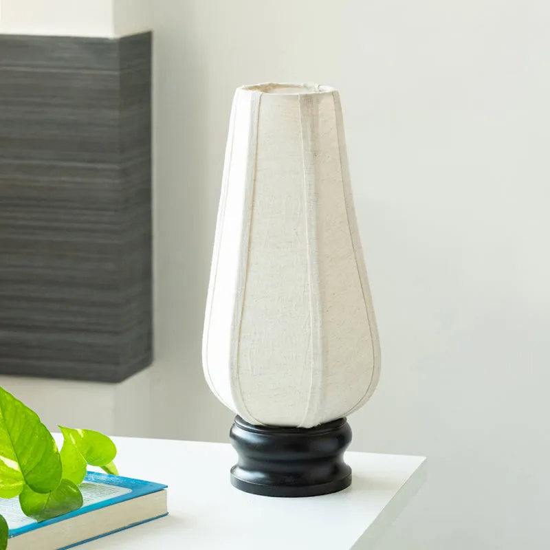 Ashru Handcrafted Mango Wood Table Lamp - Black,White media 2