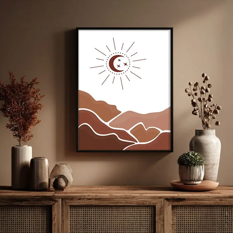 Desert Night Canvas Wall Painting With Black Frame media 6