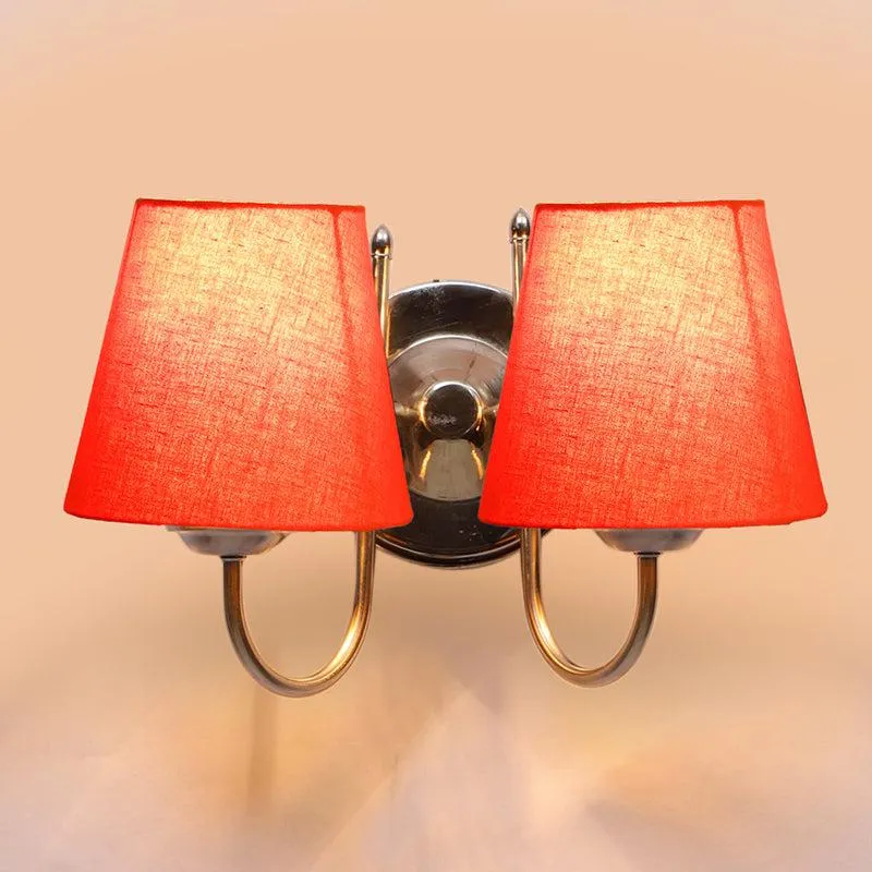 Veda Duo Conical Fabric & Metal Wall Lamp - Orange media 3