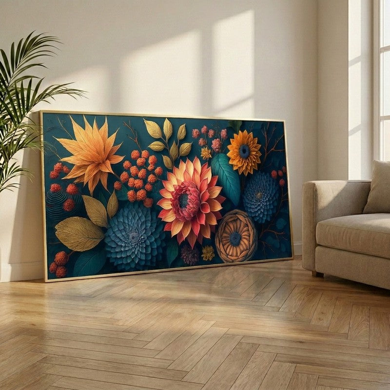 Reveria Floral Canvas Wall Painting With Frame