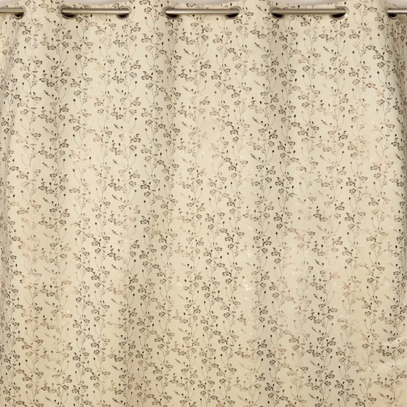 Glow Touch Printed Velvet Curtains (Ivory,Gold) - Set Of Two media 4
