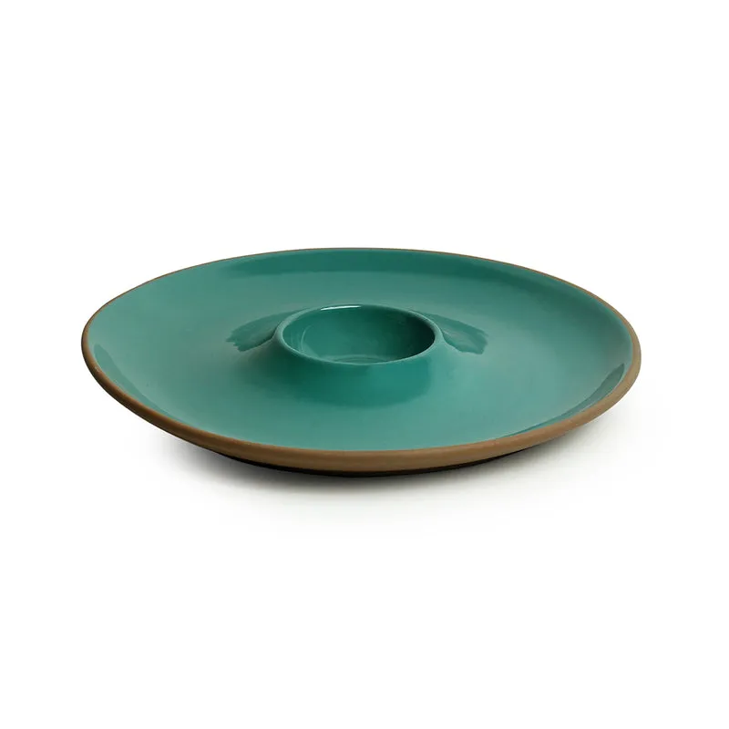 Earthen Turquoise Ceramic Chip & Dip Platter media 3