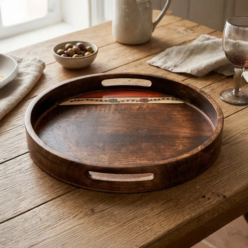 Round Mango Wood Tray media 1