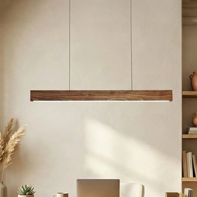 Enchant Linear LED Wooden Ceiling Lamp - Brown media 1