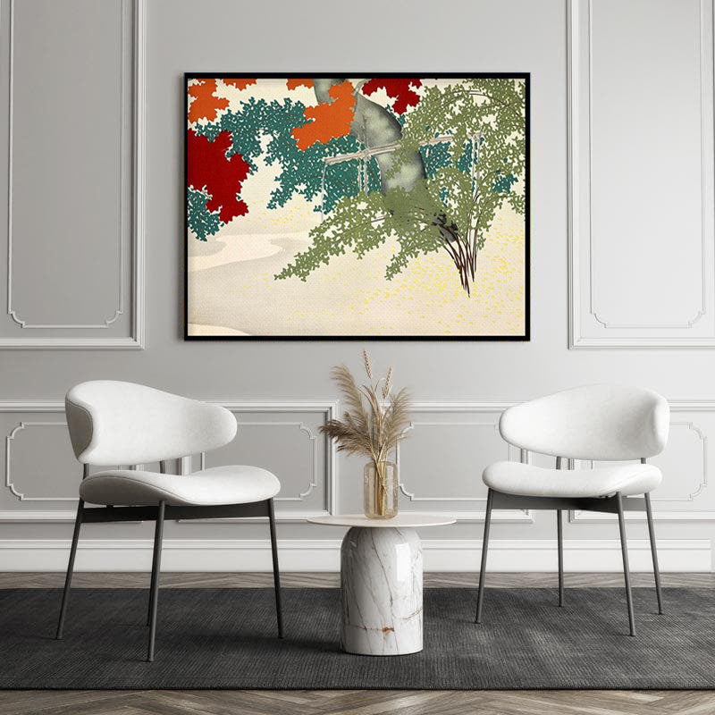 Maple from Momoyogusa By Kamisaka Sekka Canvas Wall Art - Black Frame media 4