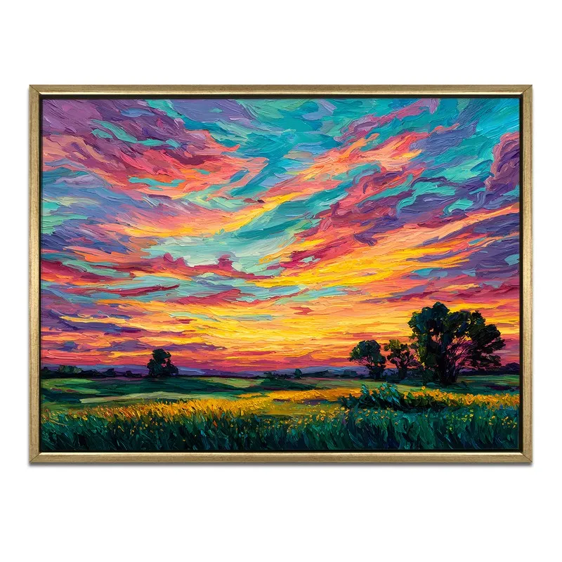 Burning Skyline Canvas Wall Painting With Frame media 3