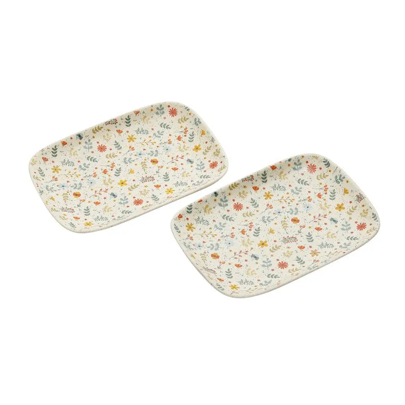 Bloomstone Multicolor Rectangular Stoneware Platter - Set of Two media 3