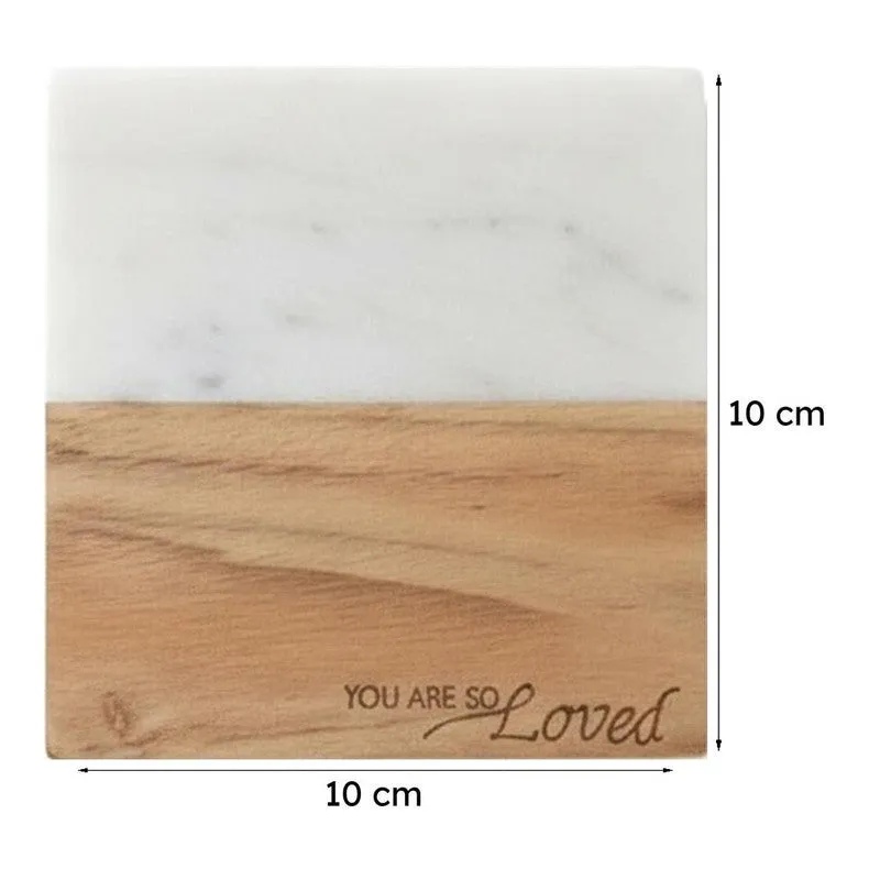 Walnut Cream Engraved Marble Coasters - Set Of Two media 8