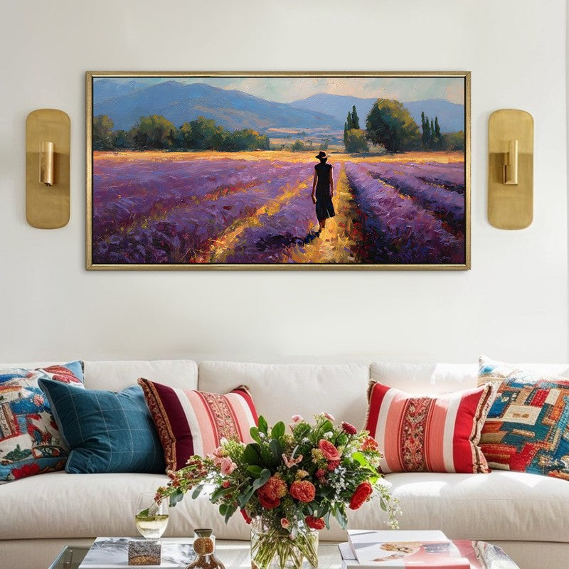 The Lavender Walk Canvas Wall Painting With Frame